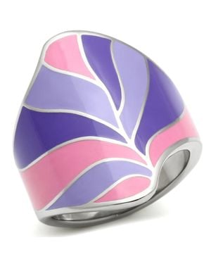 Fashnzfab High Polished (No Plating) Stainless Steel Ring With No Stone - Purple