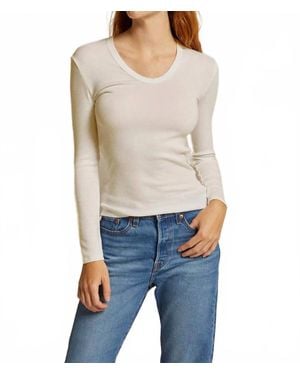 PERFECTWHITETEE Robyn Luxe Rib Long Sleeve Top - Blue