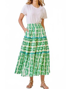 BROOKS AVENUE Triple Tiered Maxi Skirt - Green