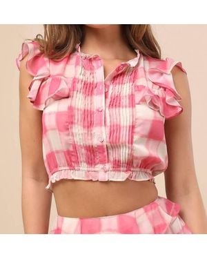 JACQUIE THE LABEL Giada Flutter Sleeve Crop Top - Pink