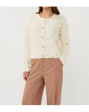 EsQualo Flowing Fringe Cardigan - Natural