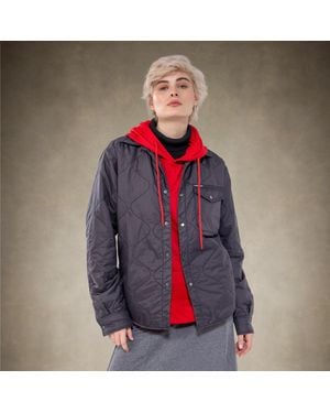 Members Only Oversized Quilted Shirt Jacket - Red