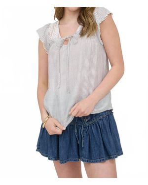 Mine Stripe Lace Front Tie Top - Blue