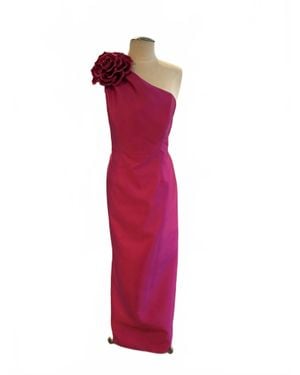 The Dessy Group Alfred Sung Flower One-Shoulder Column Gown
