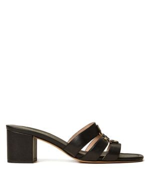 Twinset Leather Block Heel Sandals - Black