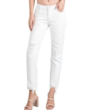 Letter to Juliet Distressed Straight Leg Jeans - White