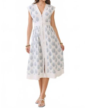 TCEC Floral Print Zipper Front Midi Dress - Gray