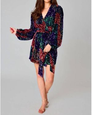 BuddyLove Adeline Sequin Wrap Dress - Blue