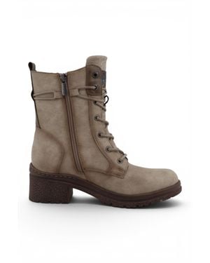 Mustang Lace-Up Heeled Winter Combat Boots - Brown