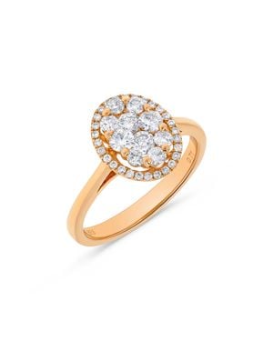 H.J. Namdar H. J. Namdar 0.71 Ct Tw Oval Shape Round Diamond Cluster Ring 14K Rose Natural Diamonds Size 6 - Metallic