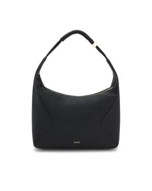 HUGO Hobo Bag With-Tone Logo Hardware - Black