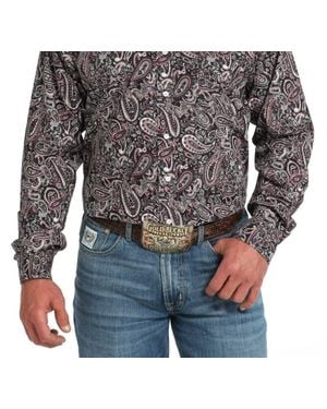 Cinch Paisley Print Classic Button Down Shirt - Gray