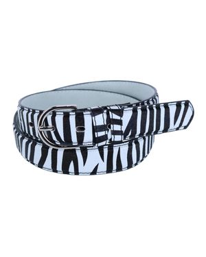 CTM Leather 1 1/8 Inch Zebra Print Dress Belt - Blue