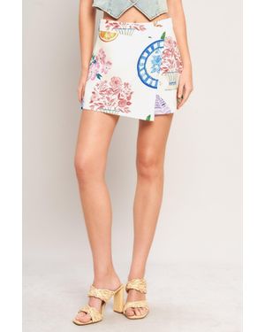 TRUEDAMES Summer Porcelain Woven Skort - Blue