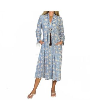 Just Darviny Karolina V-Neck Midi Dress - Blue