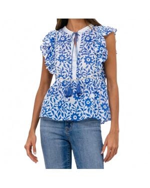 Oliphant Flirty Tie Top - Blue