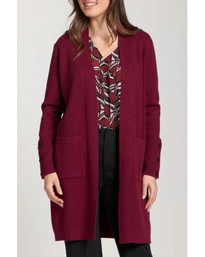 Apny Open Front With Button Detail Cardigan - Red
