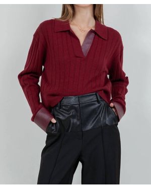 WHITEROOM+CACTUS Contrast Knitted Long Sleeve Sweater - Red