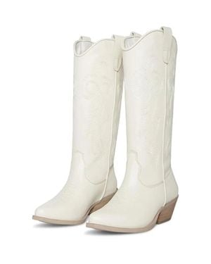 Steve Madden Windie Leather Snip Toe Western Boots Htat879 - Natural