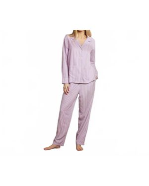 The Sleep Code Ticking Stripe Long Pj Set - Red