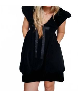 Endless Rose Velvet Satin Bow Mini Dress - Black