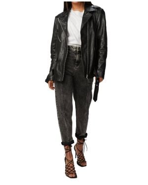 Zeynep Arcay Oversized Leather Biker Jacket - Black