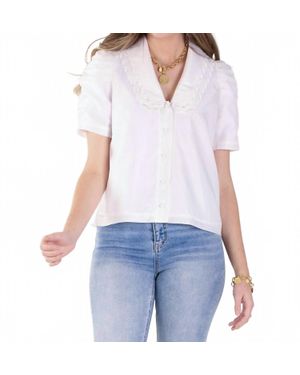 Emily Mccarthy Cameron Scalloped Collar Top - White