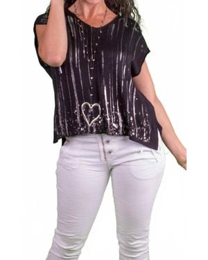Gigi Moda Oro Scoop Neck Cap Sleeve Knit Top - Black
