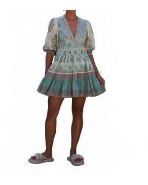 Mo Maya Honeydew Mini Dress - Blue