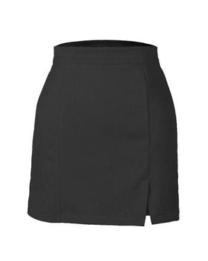 TRUEDAMES Suede Wrap Mini Skirt - Black