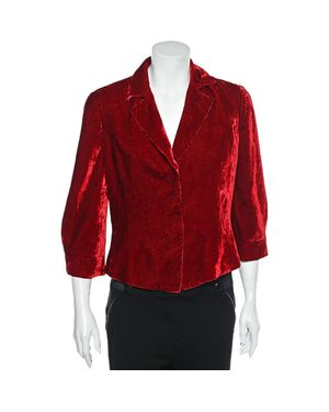 Emporio Armani Velvet Button Front Blazer - Red