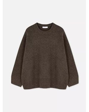 TRUEDAMES Fashion Solid Warm Thick Loose Sweater Elegant O-Neck Long Sleeve Knitted Pullover Top Autumn Tops Sweaters - Brown