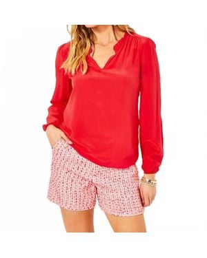 Lilly Pulitzer Giana Long Sleeve Silk Top - Red