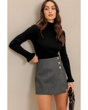 TRUEDAMES Paris Structure Woven Skort - Black