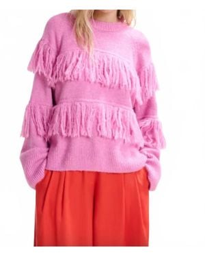 Essentiel Antwerp Johns Pullover Sweater With Fringe - Pink