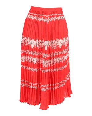 Self-Portrait Pleated Floral Midi Skirt - Red