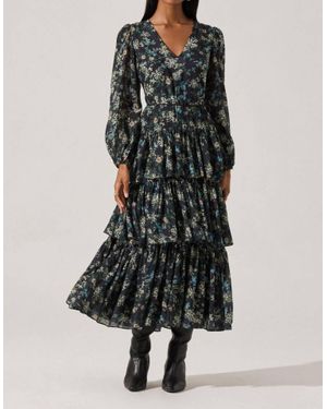 Astr Franchesca Tiered Ruffle Floral Maxi Dress - Black
