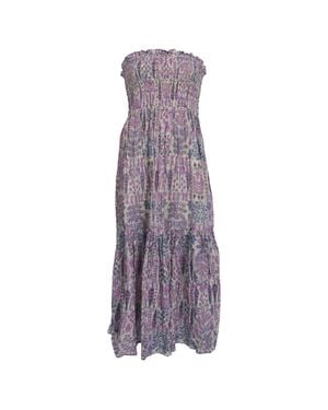 Ba&sh Piala Floral-Print Smocking Midi Dress - Purple