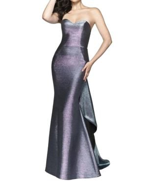 Blush Prom Metallic Brocade Mermaid Gown - Blue
