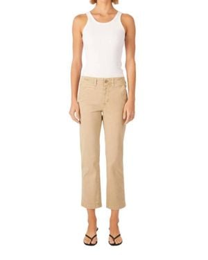 AMO Emerized Cropped Straight Leg Chinos - Natural