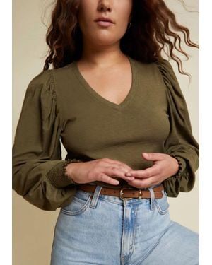 Nation Ltd Tabitha Full Sleeve V- Neck - Brown