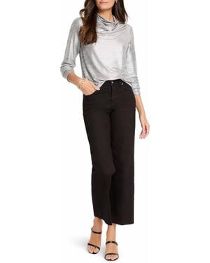 NIC+ZOE Shine Drape Neck Top - Black