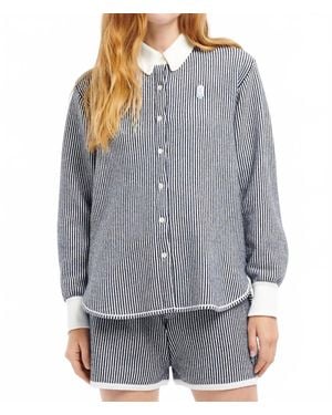 Barrie Long Sleeves Oxford Stripe Shirt - Gray