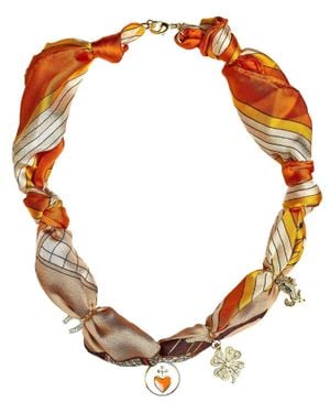 Lisi Lerch Lucky Clover Charms Scarf Necklace - Metallic