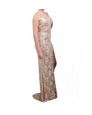 Zasa Chic Sequin Cut Out Gown - Brown