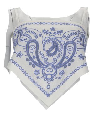 Self-Portrait Embroidery Crop Top - Blue