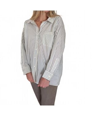 Things Between Sabrina Long Sleeve Button-Down Top - Gray