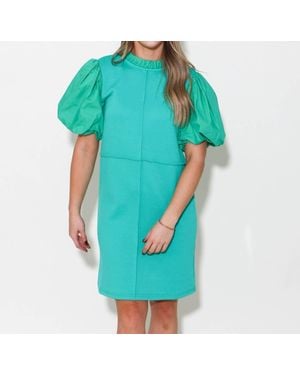 Thml Poplin Sleeve Textured Mini Dress - Blue