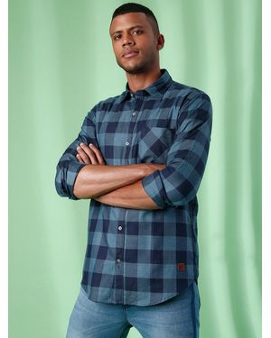 Campus Sutra Checks Stylish Summer Casual Shirts - Green