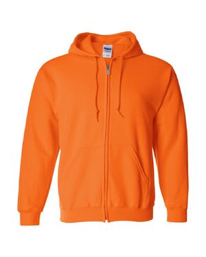 Gildan Heavy Blend Adult Full Zip Hooded Sweatshirt Top - Orange